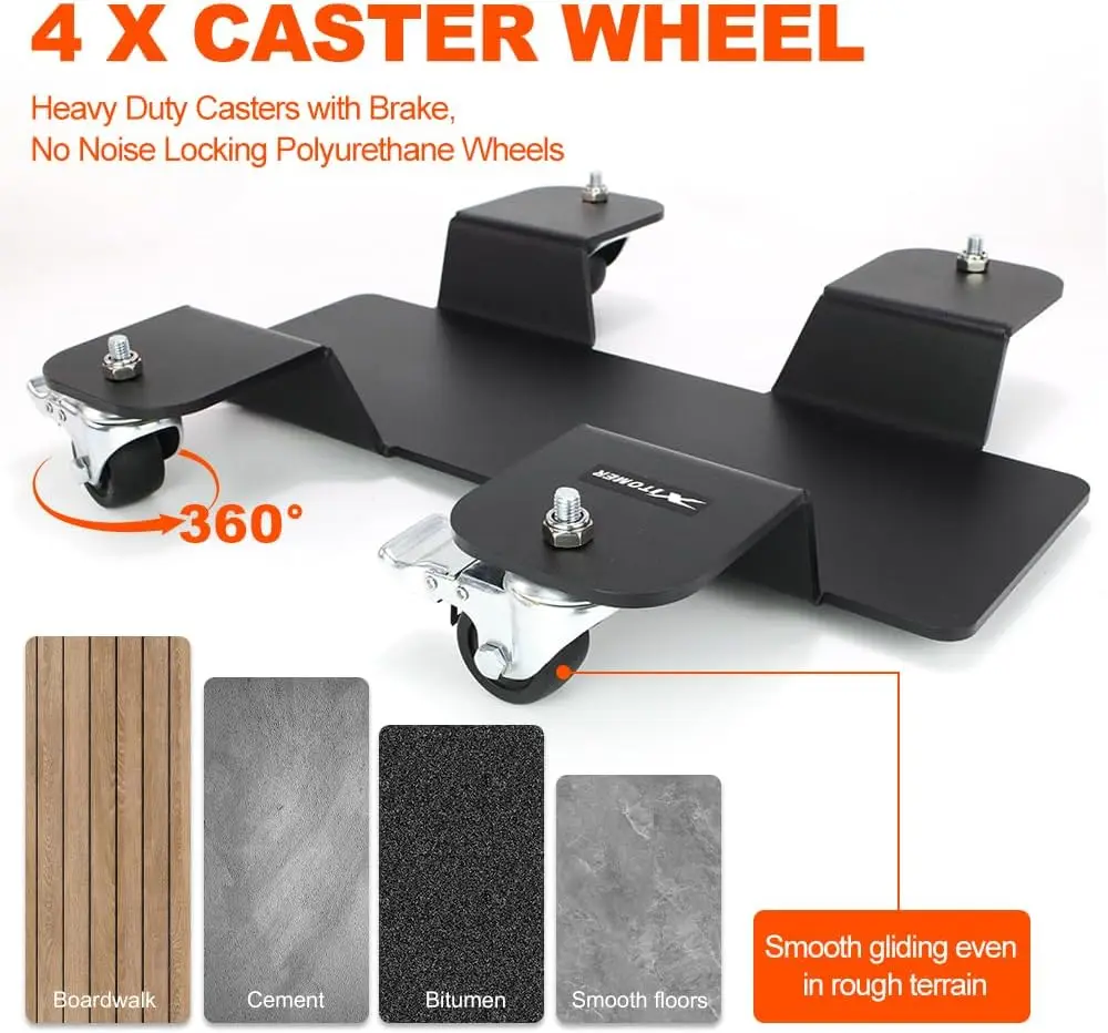 Motorcycle - Holds Up to 500lbs - Center Stand Mover Dolley 360-Degree Castor Heavy-Duty Bike Dolly for Easy Movement in Tight S