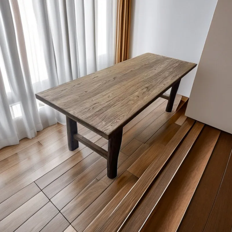 

Old elm solid wood dining retro tea household dining log bar computer table desk homestay household