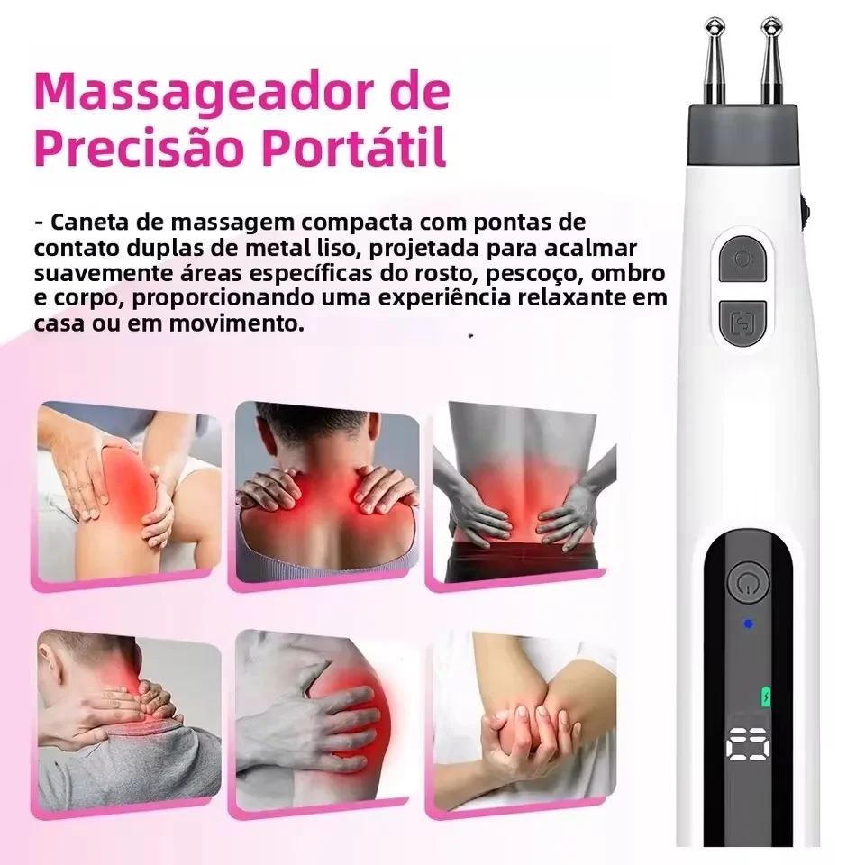 Multifunctional Electric Double-head Massage Pen Intelligent Meridian Pen Type-C Fast Charging 10 Gears Adjustment for Neck Back