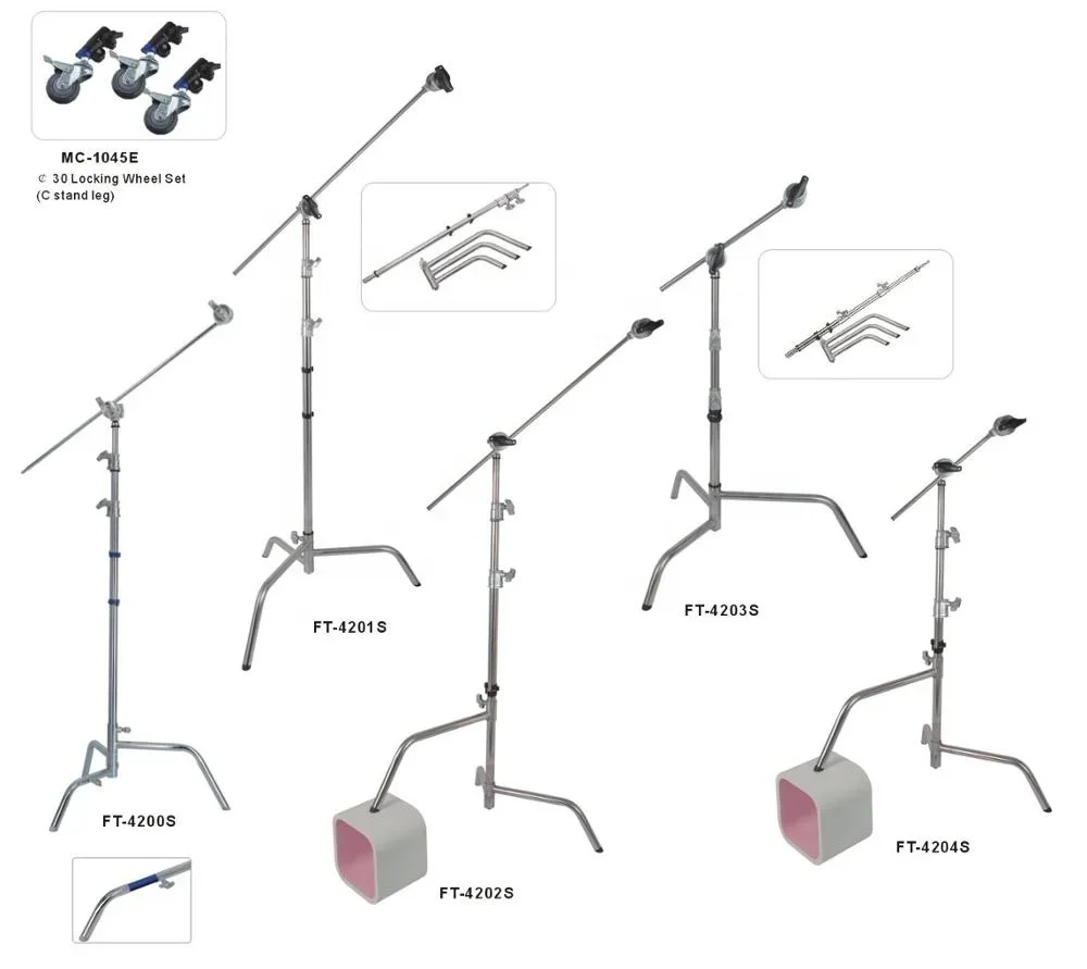 Photographic Equipment Heavy Duty Light Stand Magic Leg Stainless Steel C Stand 3M Floor Lamp Standing Modern with Arm Crossbar