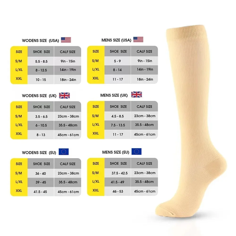 Compression Running Socks for Men Women Football Anti Fatigue Pain Relief Calf Support Sports Socks Varicose Veins Circulation