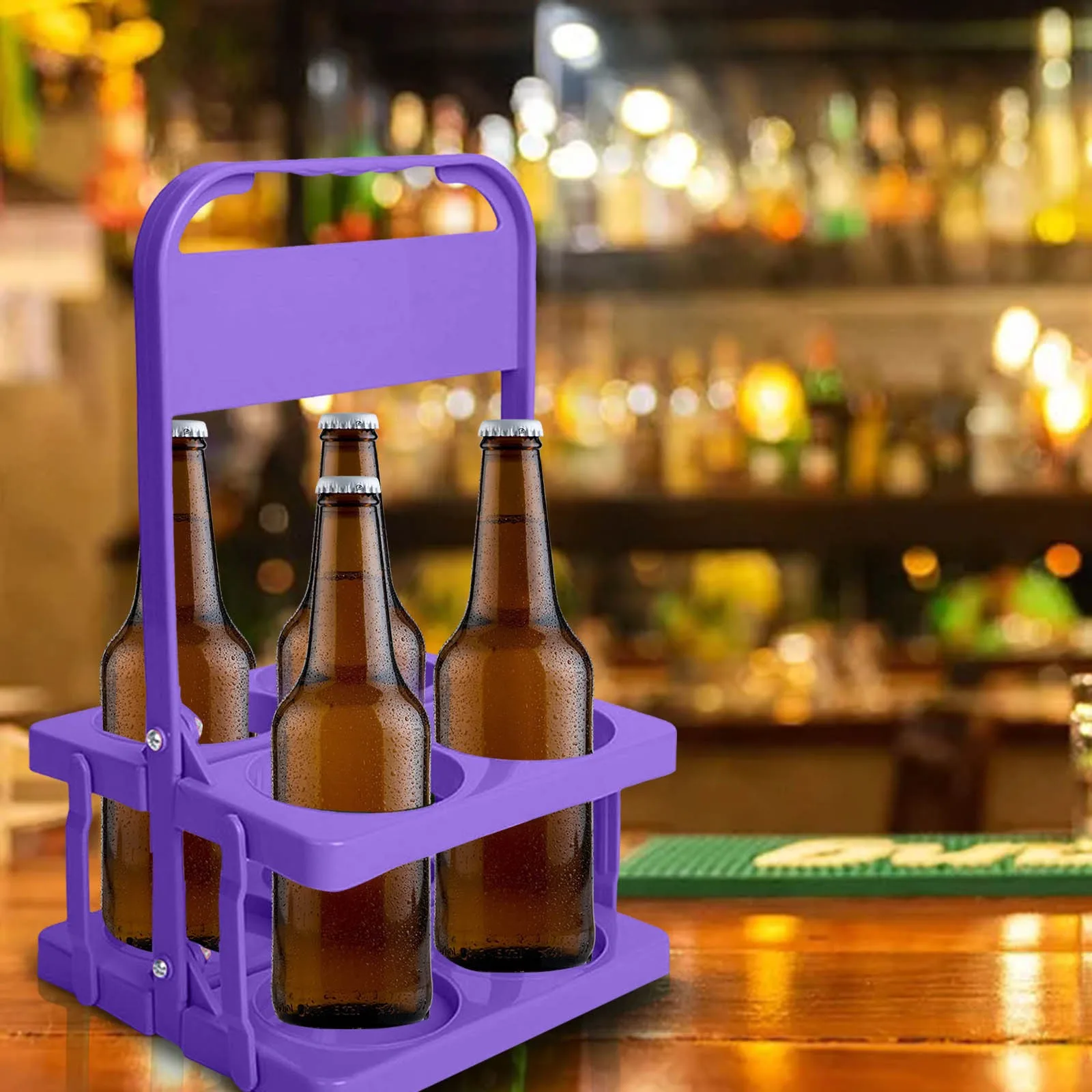 Reusable Wine Cup Rack Portable Beer Carrier 4/6 Pack Folding Drinks Holder Six Pack Beer Rack Collapsible Plastic