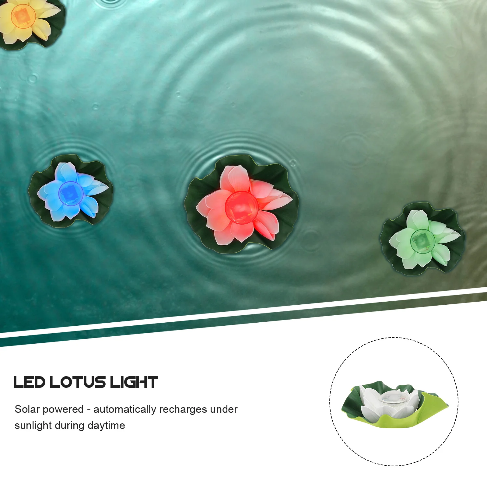 

Solar Powered Lotus Flower LED Light Floating Colorful White Waterproof Outdoor Pool Pond Garden Bright Durable