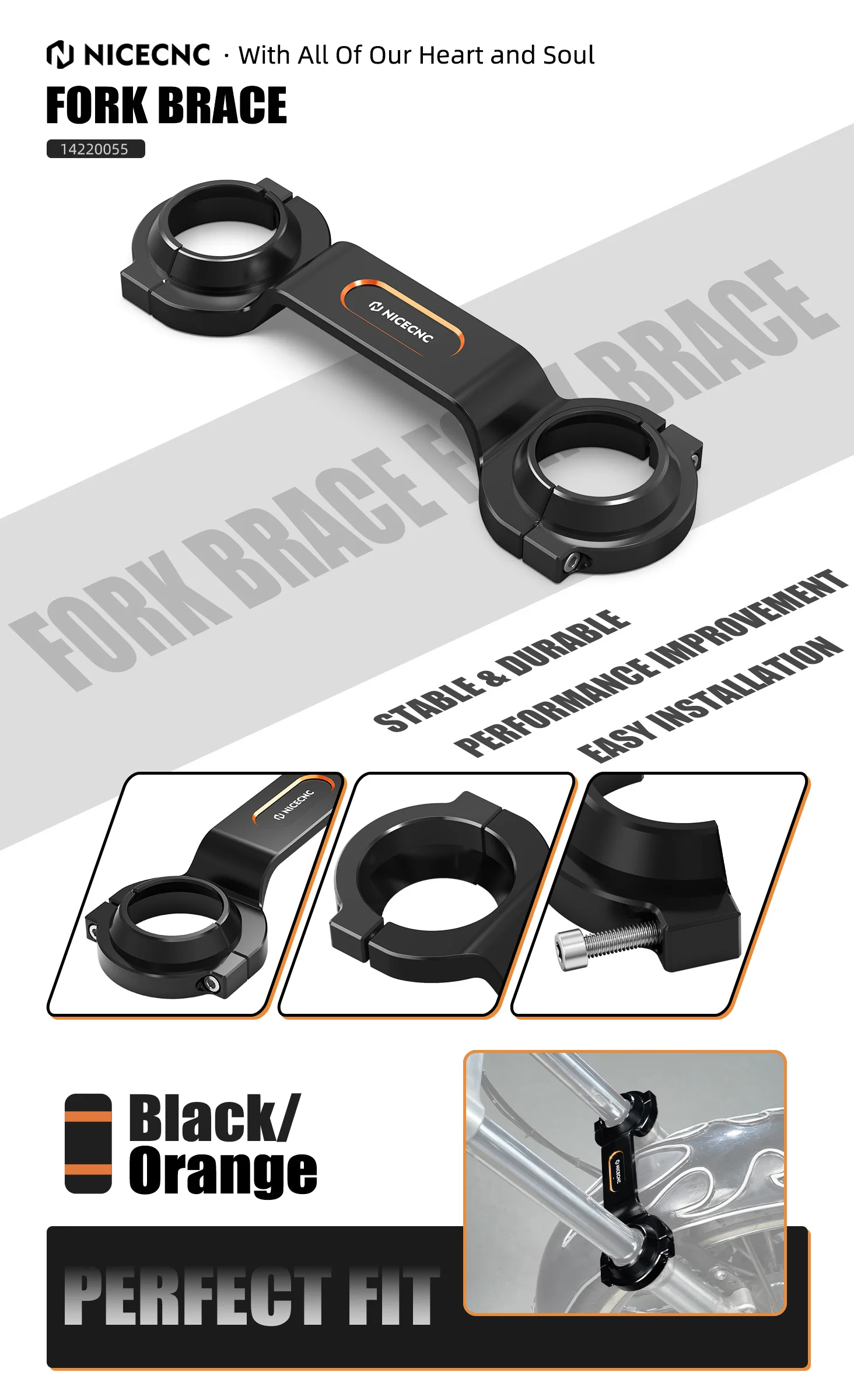 NICECNC Vorderradgabelstrebe für Harley Sportster Iron 883 XL883N 1200 XL1200NS Sportster 883 XL883L Sportster 1200 XL1200C Dyna Low – Detail 1