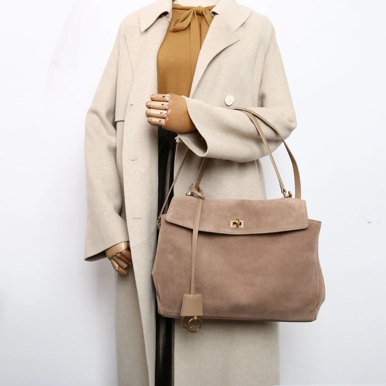 Exact Replicas Bags brands Sacs Boston Suede Leather Shoulder bag for Women,Brown Fashion Female Real Leather Buckle Handbags