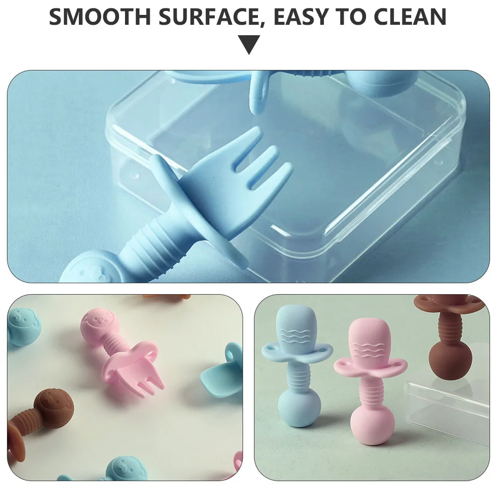 

2 шт., детская силиконовая ложка, вилка, набор столовых приборов, обучающая посуда для кормления, посуда для кормления малышей