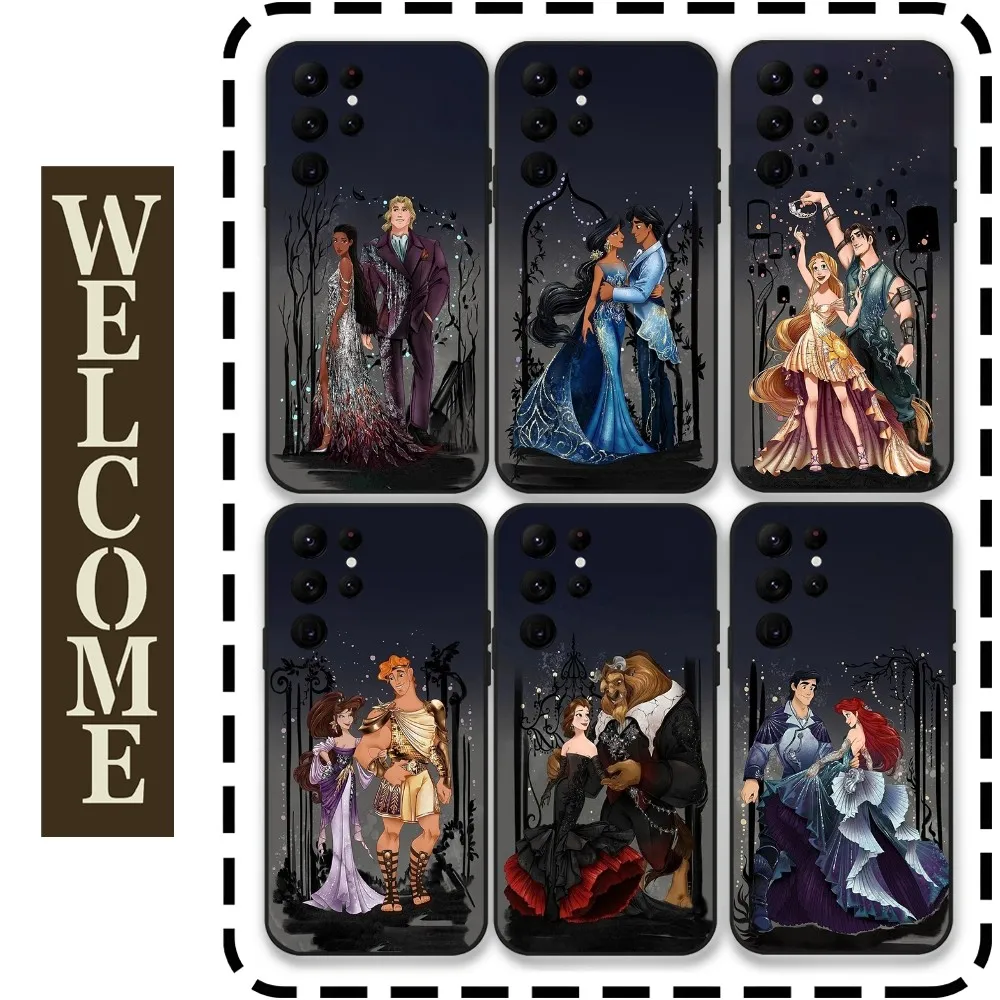 

Cartoon Princess And Prince Phone Case for Samsung Galaxy S24 Ultra S22 S23 Ultra S21 S20 5G Protective Silicone TPU Funda