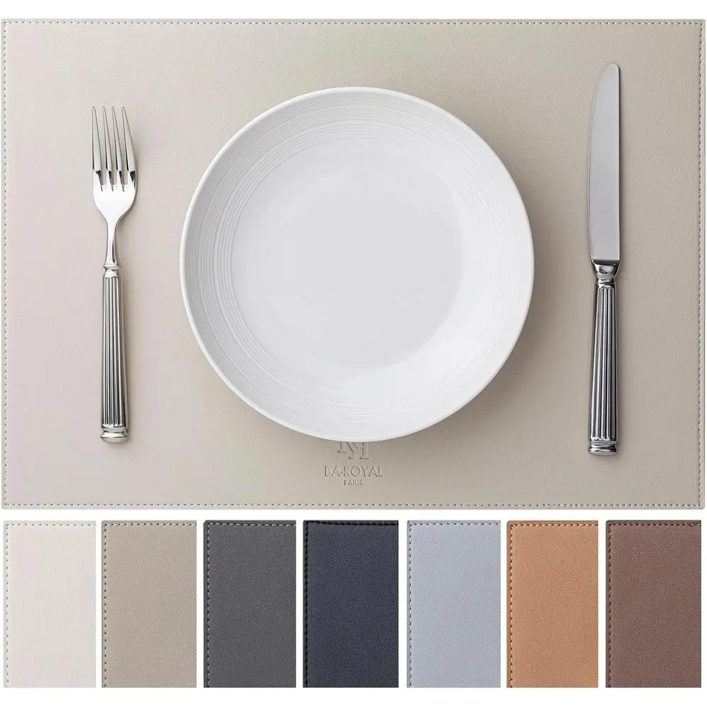 

Набор из 8-кремово-белых салфеток из искусственной кожи — водонепроницаемые, термостойкие, протирающие, нескользящие для кухонных и обеденных столов