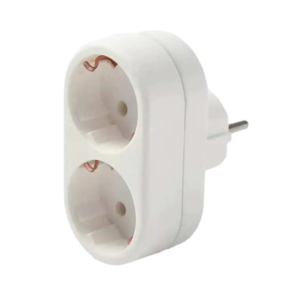 Adaptador de enchufe de conversión de la UE de 1 a 2 vías, conversión de enchufe estándar europeo, 250V, adaptador de viaje