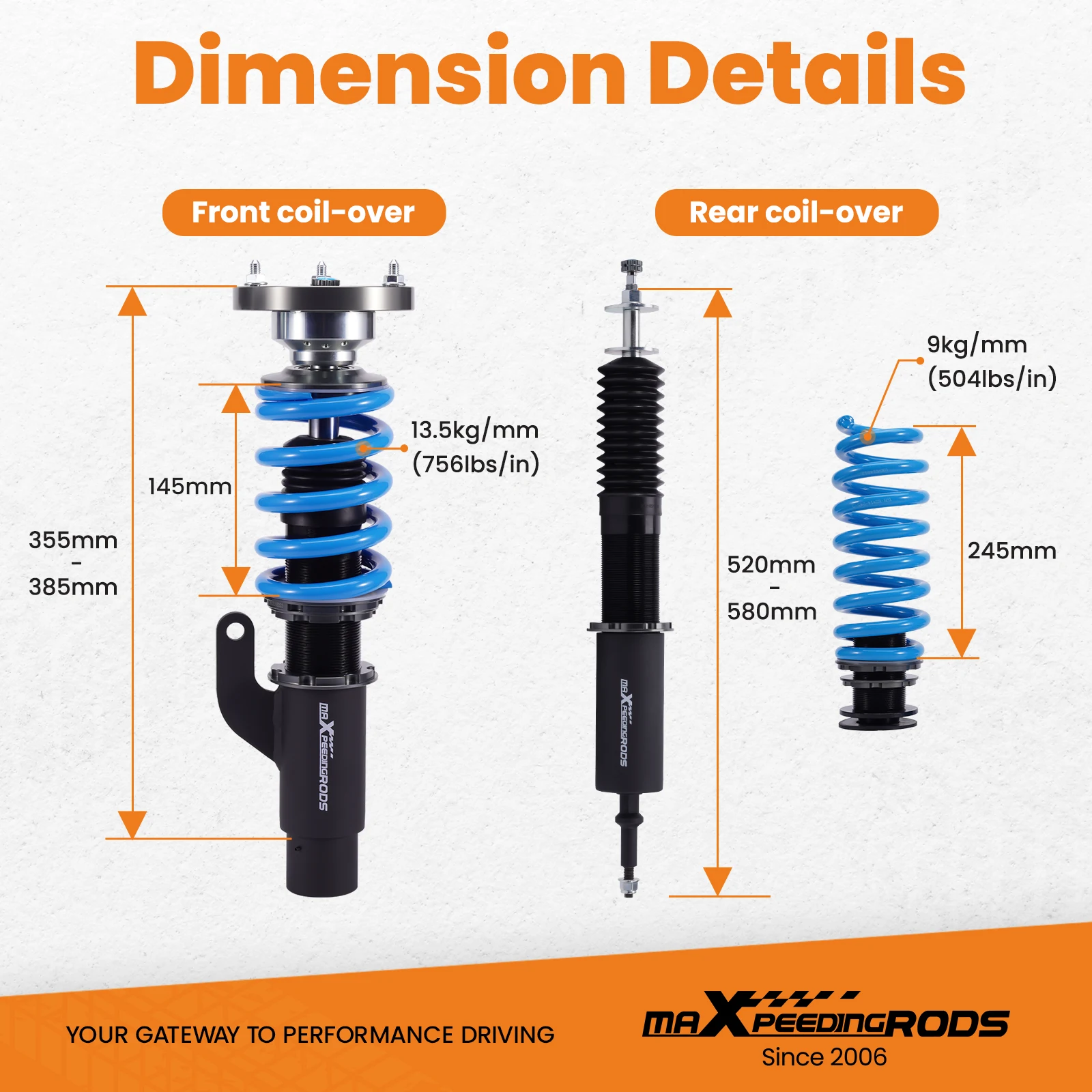 MaXpeedingrods T6 Coilovers Lowering Coils for BMW 3-Series E90 xDrive AWD 06-11 Coilovers Lowering Coils
