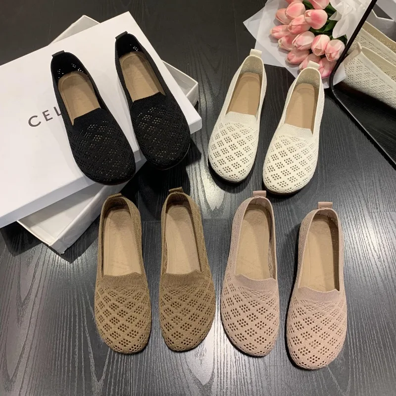 

New Summer Mesh Fabrics Breathable Flats Women Shoes Ventilate Lace Leisure Loafers Woman Shoes Comfort Casual Light Sneakers