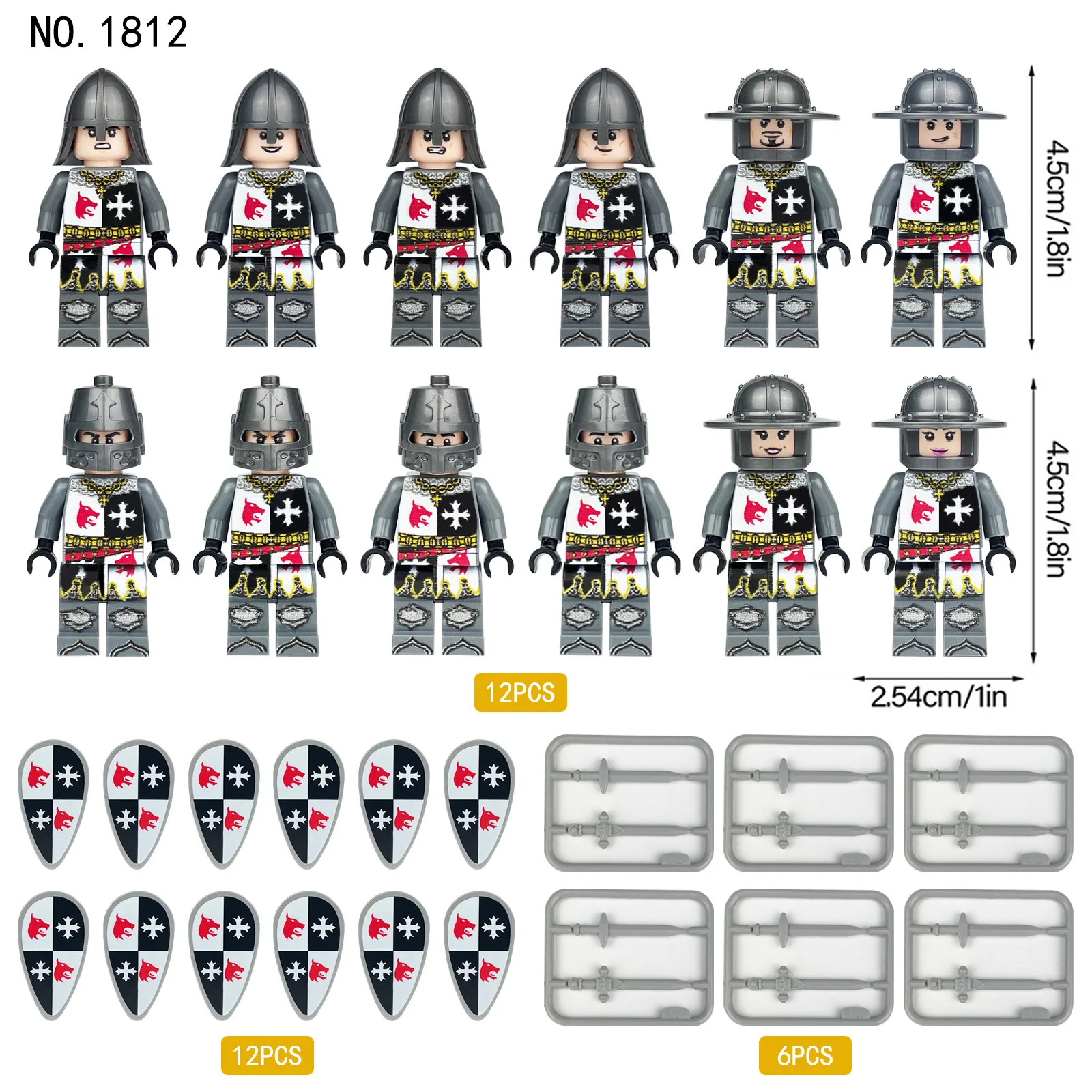 280 verschiedene mittelalterliche Ritter, römische Legion, Mini-Figuren-Bausteine, Lernspielzeug für Kinder, kleine Geschenke – Detail 36