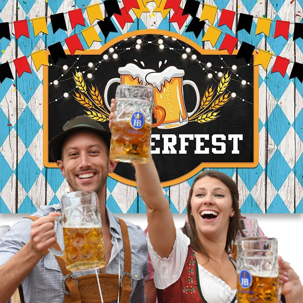 Oktoberfest Backdrops tema Beers Festival Festival dekorasi pesta dansa kota Jerman jalan Bavaria Poster latar belakang fotografi