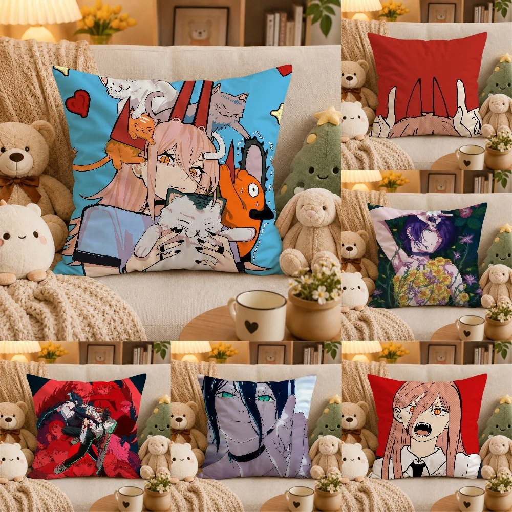 Anime C-Chainsaw Man PowerPillow Case Plush Pillow Cases Home Decoration Pillow Cover for Sofa Bed Chair Living Room