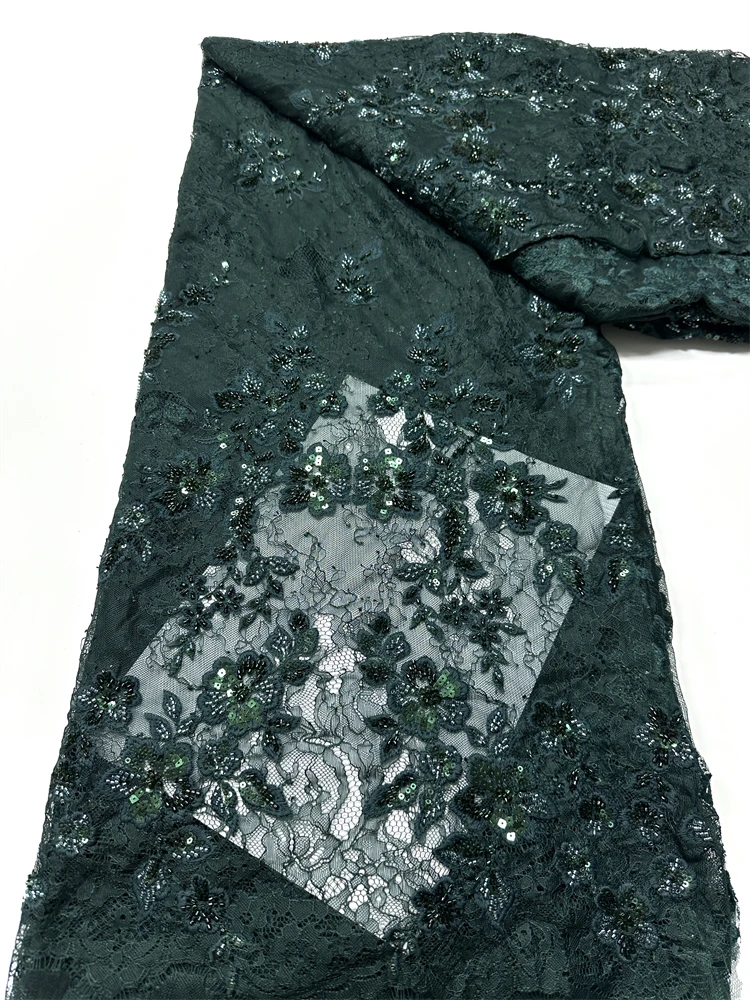 

Африканская кружевная ткань с блестками и бисером, 2025, высокое качество, вышивка, французская нигерийская кружевная ткань для свадебного шитья, материал