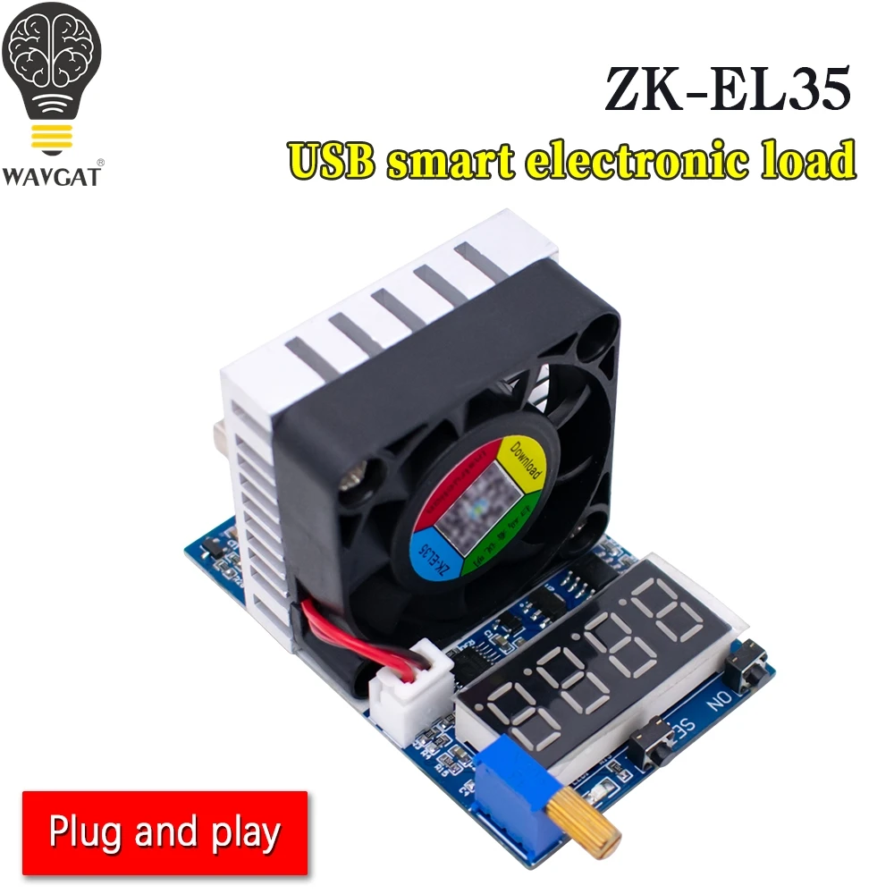 DC3.5-28V  35W Electronic Load USB Digital Display Voltage Ammeter Battery Aging Adapter Charger Detection ZK-EL35