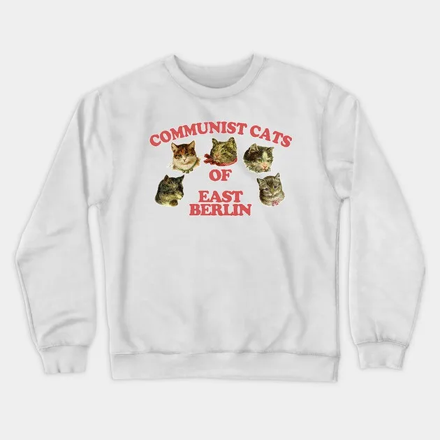 

Autumn and Winter Unique East Berlin Cat Tribute Sweatshirt, "Communist Cats Graphic" for A Trendy Look