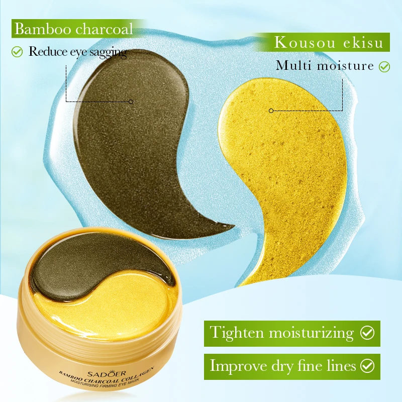 60 قطعة SADOER الأسود الذهبي كريستال الكولاجين قناع عين مكافحة الهالات السوداء مكافحة الشيخوخة المضادة للتجاعيد ترطيب بقع العين #4