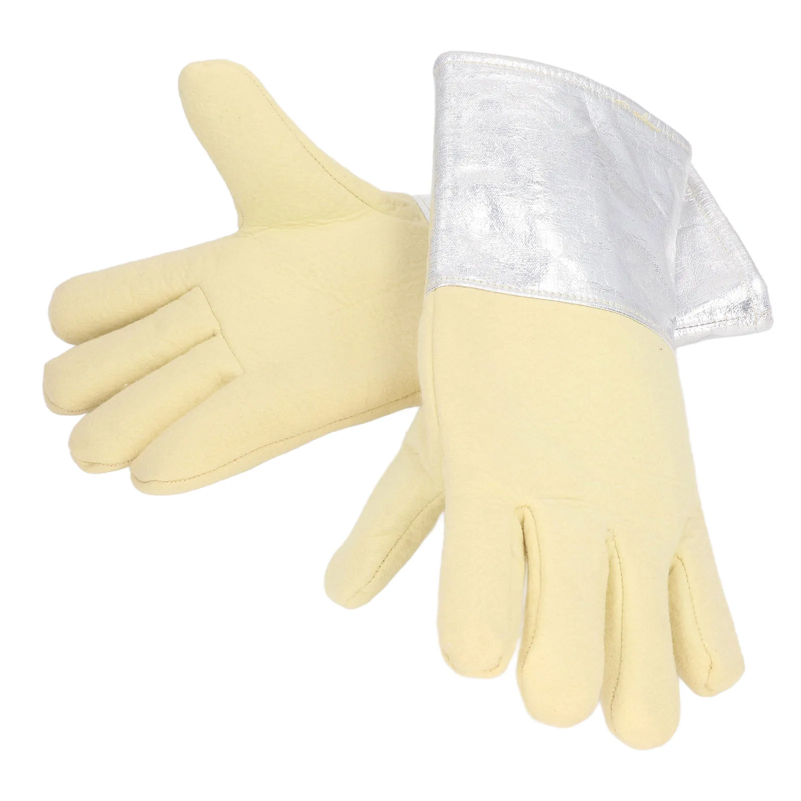 1 Pair Aluminum Foil Gloves High Temp Resistance Heat Insulation Gloves for Industrial Welding Fire Fighting