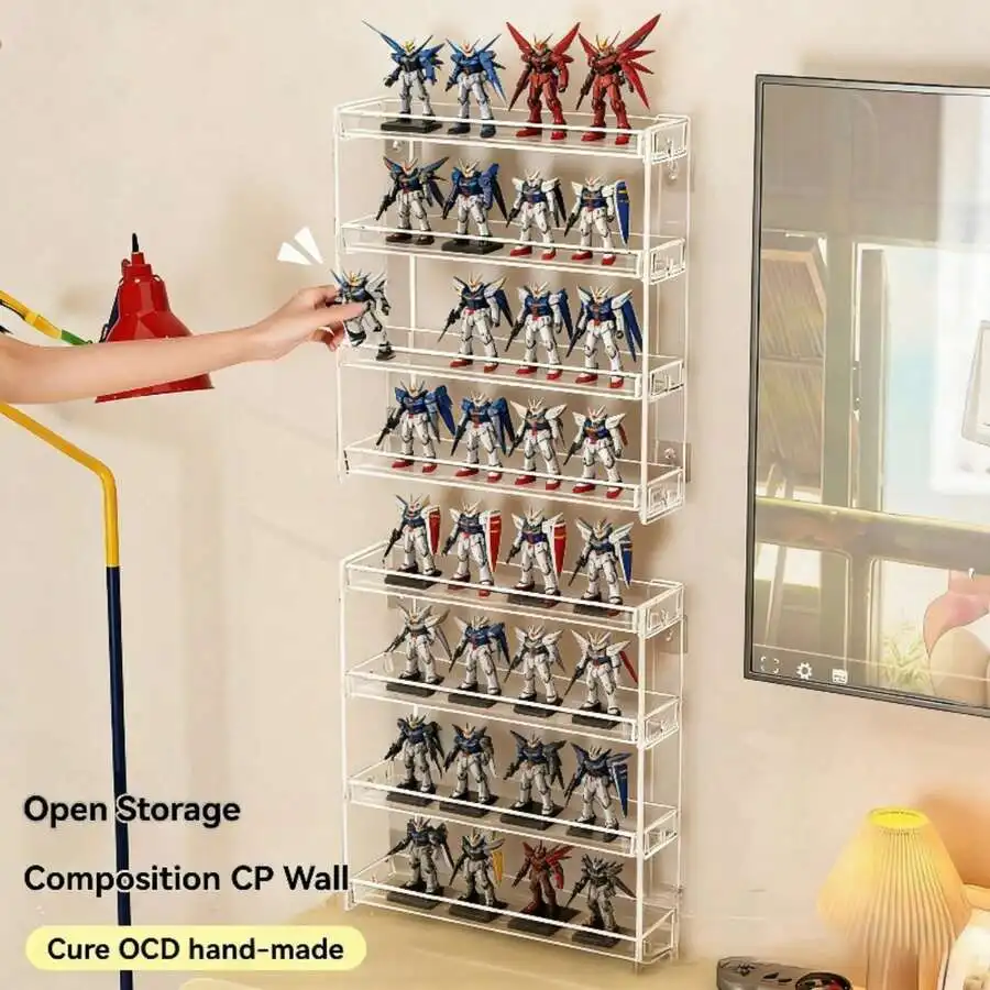 Free, Seamless, Non-Dry Adhesive Stickers Upgraded Thick Material Blind Box Display Stand, Acrylic Display Stand, Wall-Mounted T