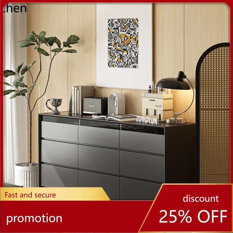 CZ Italian pure solid wood chest simple living room bedroom password lock storage cabinet