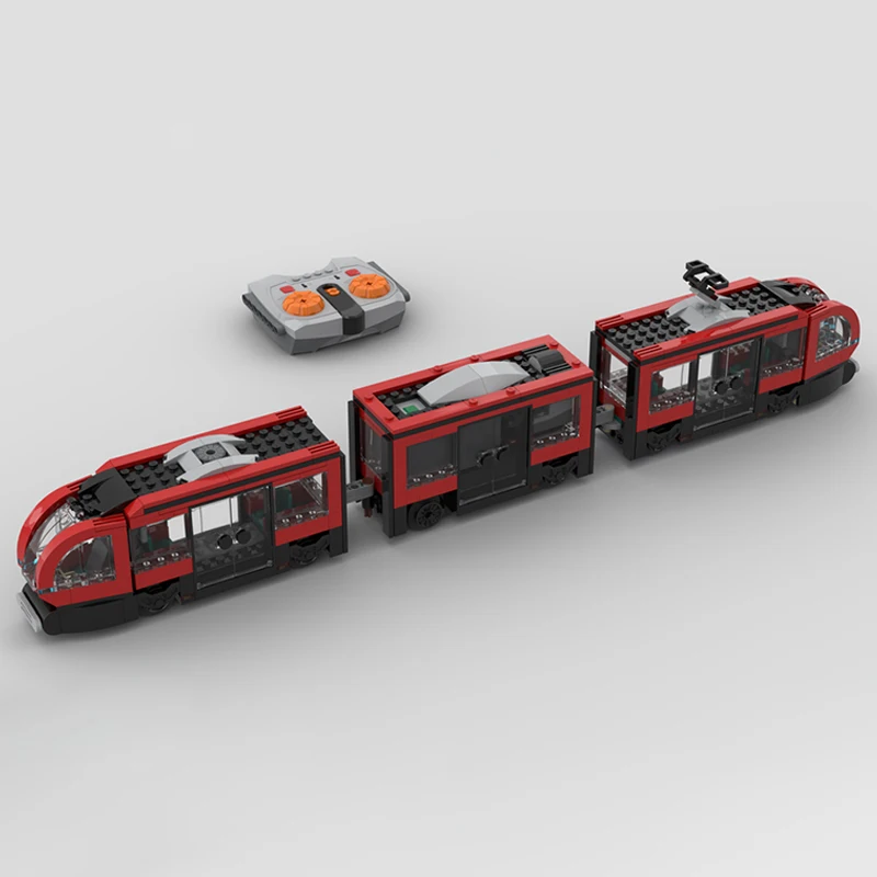 Bloques de construcción personalizados MOC, locomotora eléctrica con ferrocarril central con función de potencia, bloques de modelismo, juego de juguetes populares DIY para niños