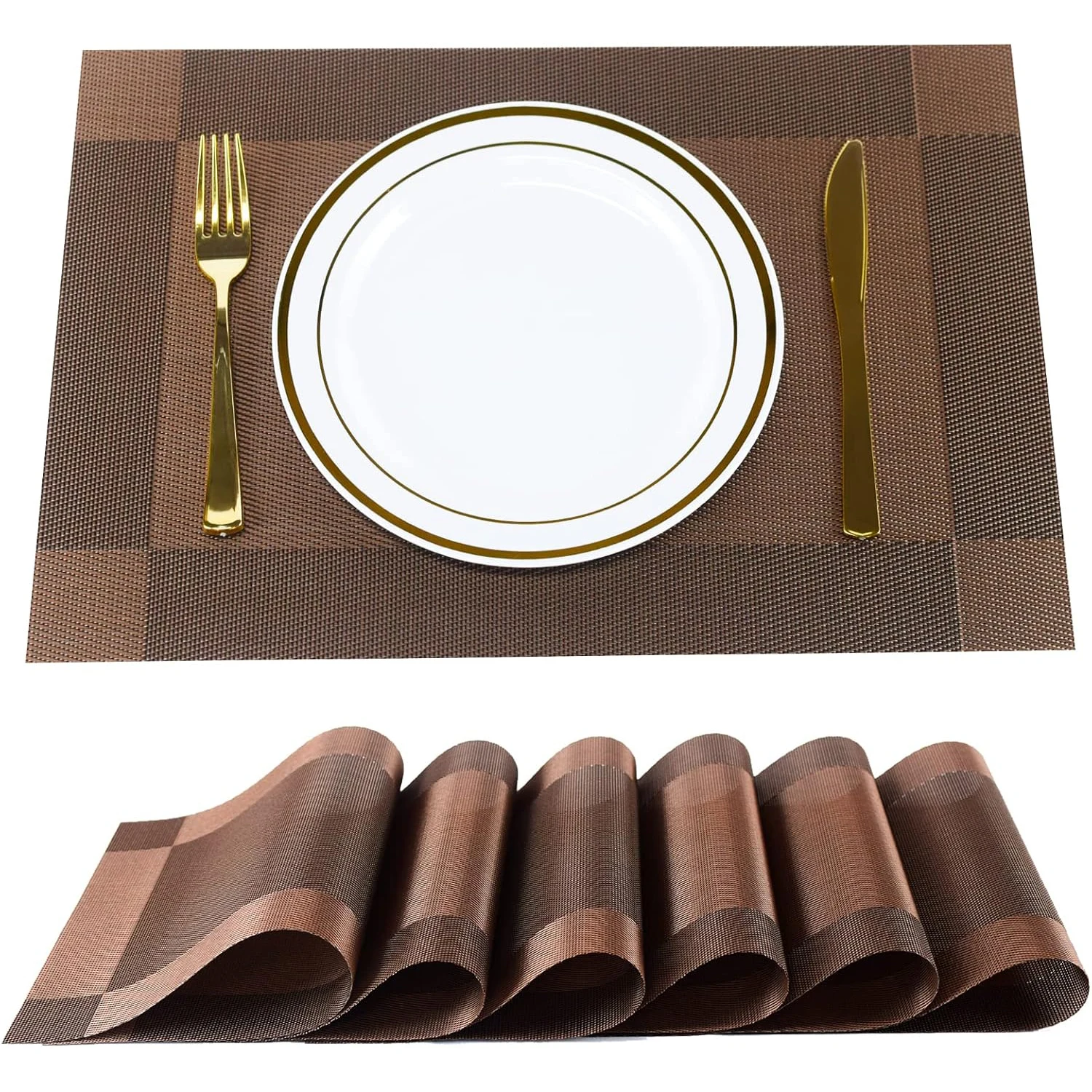 

6pcs/Set Placemats Table Place Mats Premium Heat Resistant Washable Tableware Christmas Dining Table Mats