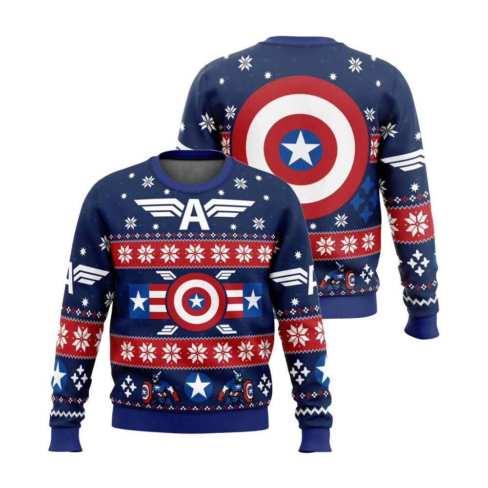 

Winter Soldier Captain America Marvel Ugly Christmas New Christmas Gift Extra Large Pullover Men's Hot Selling Women's Same Tops