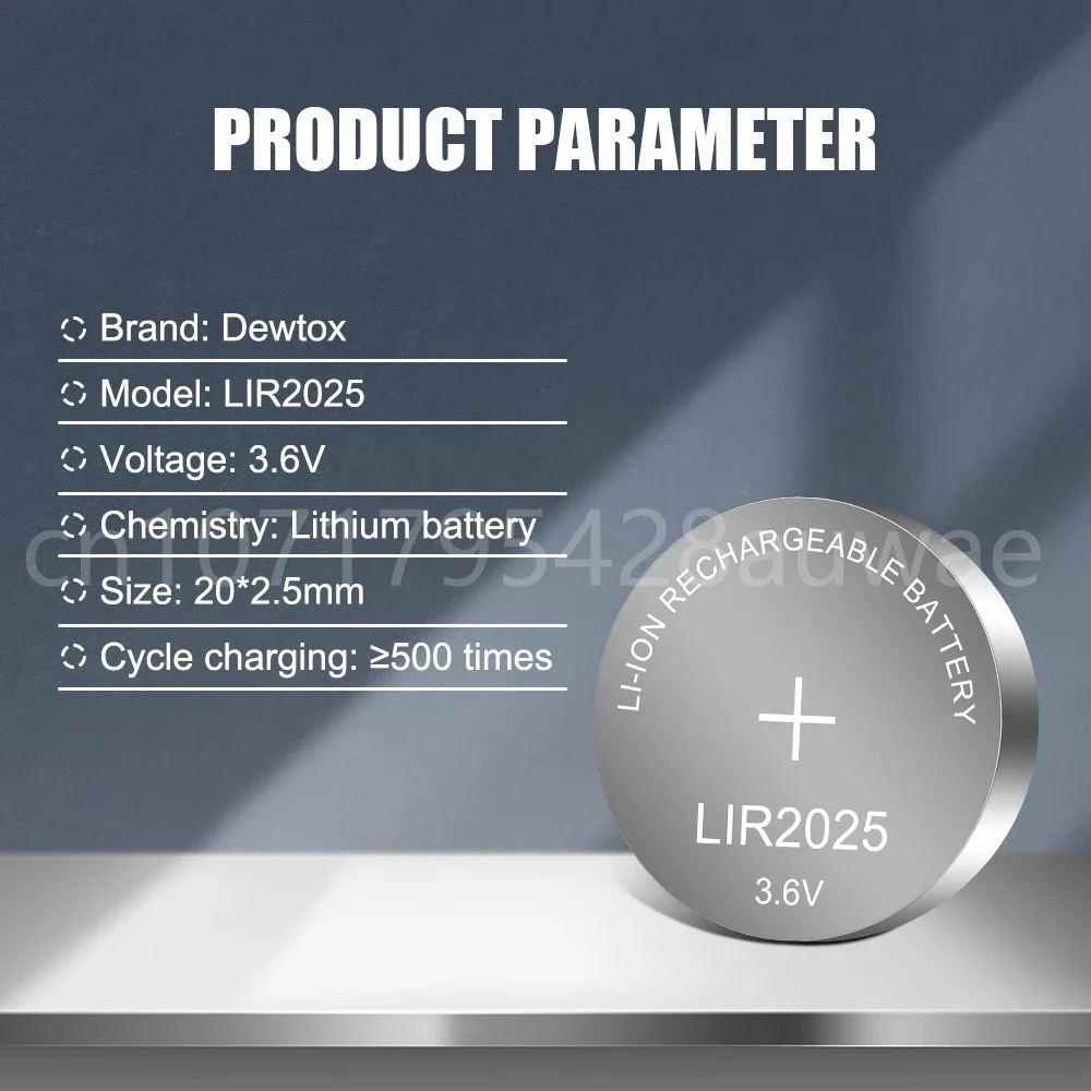 Rechargeable Battery LIR2025 3.6V Lithium Button Built-in Coin Cell Batteries Watch Cells LIR 2025 Replaces CR2025