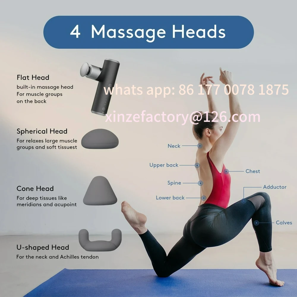 Customizable Pocket Massage Gun, Fascia Therapy Recovery Deep Tissue, 4 Massage Heads Lightweight, S1
