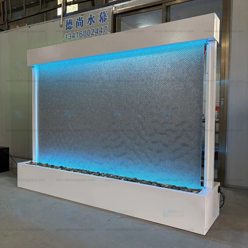 custom.Rectangular 304 Stainless Steel Mesh Contemporary Four Seasons Waterfall LED Lighting Fountain Floor Standing