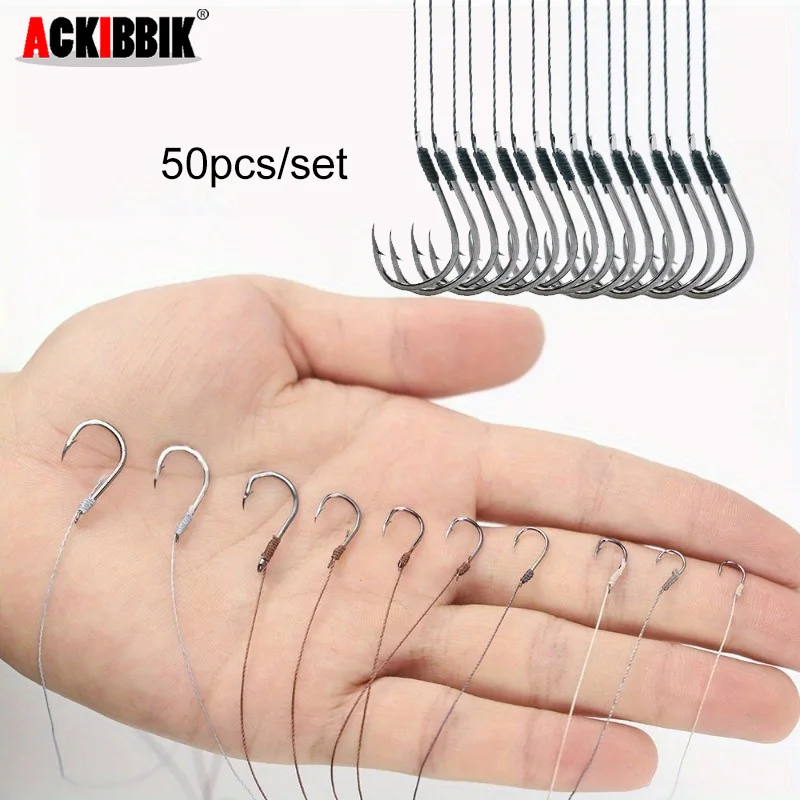 

Ackibbik 50pcs Small Size Fishing Hooks With PE Line 3#-12# Pre Tied Fishing Hooks String Hook Sub-line Hook for Carp Fishing