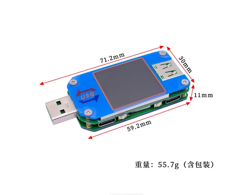 UM25C Android APP USB جهاز اختبار شحن الشاشة الملونة: الجهد، التيار، المقاومة، مقياس النوع C