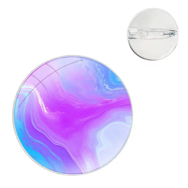 pink white blue marble Pins Badge Metal Brooches For Clothes Backpack Decoration gift