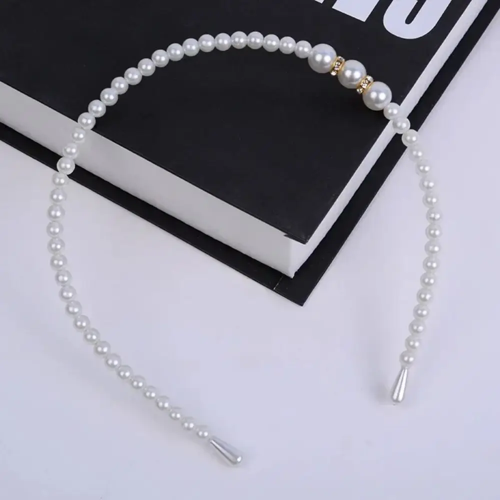 흰색 진주 헤어밴드, 심플한 플라스틱 진주 헤드피스, 헤어 액세서리, 다용도 헤어웨어