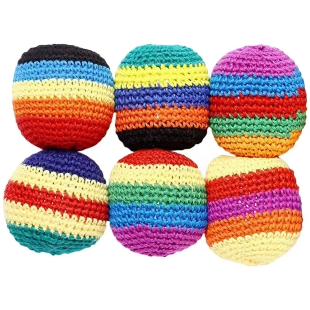 1/3/6/12Pcs Durable Handmade Knitted Footbag Sacks Geometric Pattern 5cm Foot Bag Crochet Balls Random Color Multicolored
