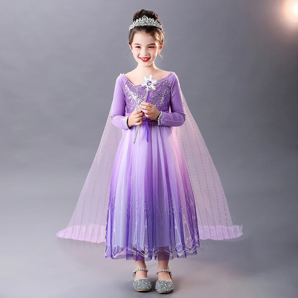Princess Costume Elsa Dress for Girls Purple Sequin Mesh Birthday Halloween  Party Kids Cosplay Snow Queen Clothes Gowns - AliExpress 1501