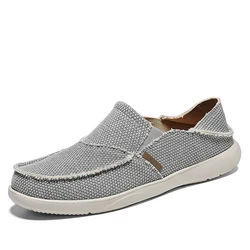 2024 Summer Men Canvas Shoes Espadrilles Breathable Casual Shoes Men Loafers Comfortable Ultralight Lazy Boat Shoes Big Size 47