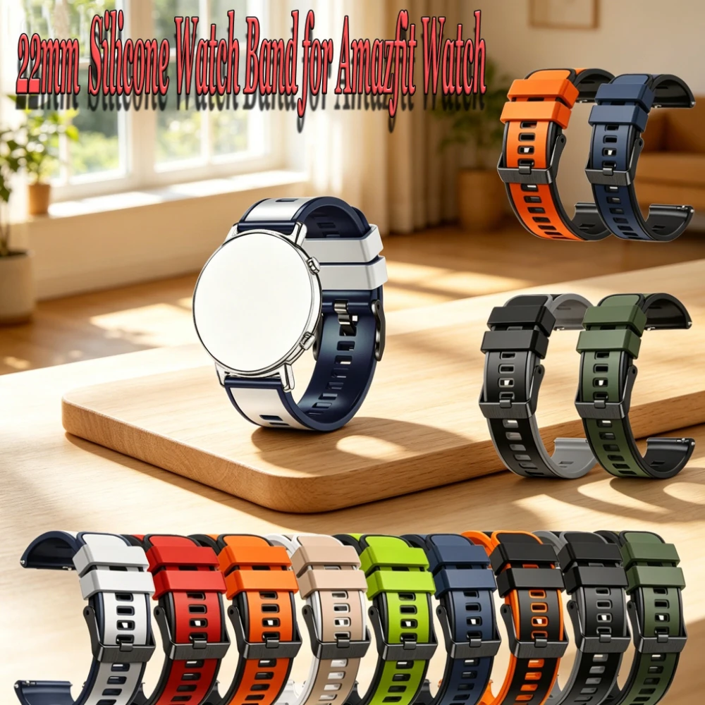 22mm Silikon-Uhrenarmband für Amazfit Watch T-Rex 3 Pro 48mm GTR 4 3 2 GTR 47mm Balance 2 Stratos 3 2S Pace Ersatzarmband