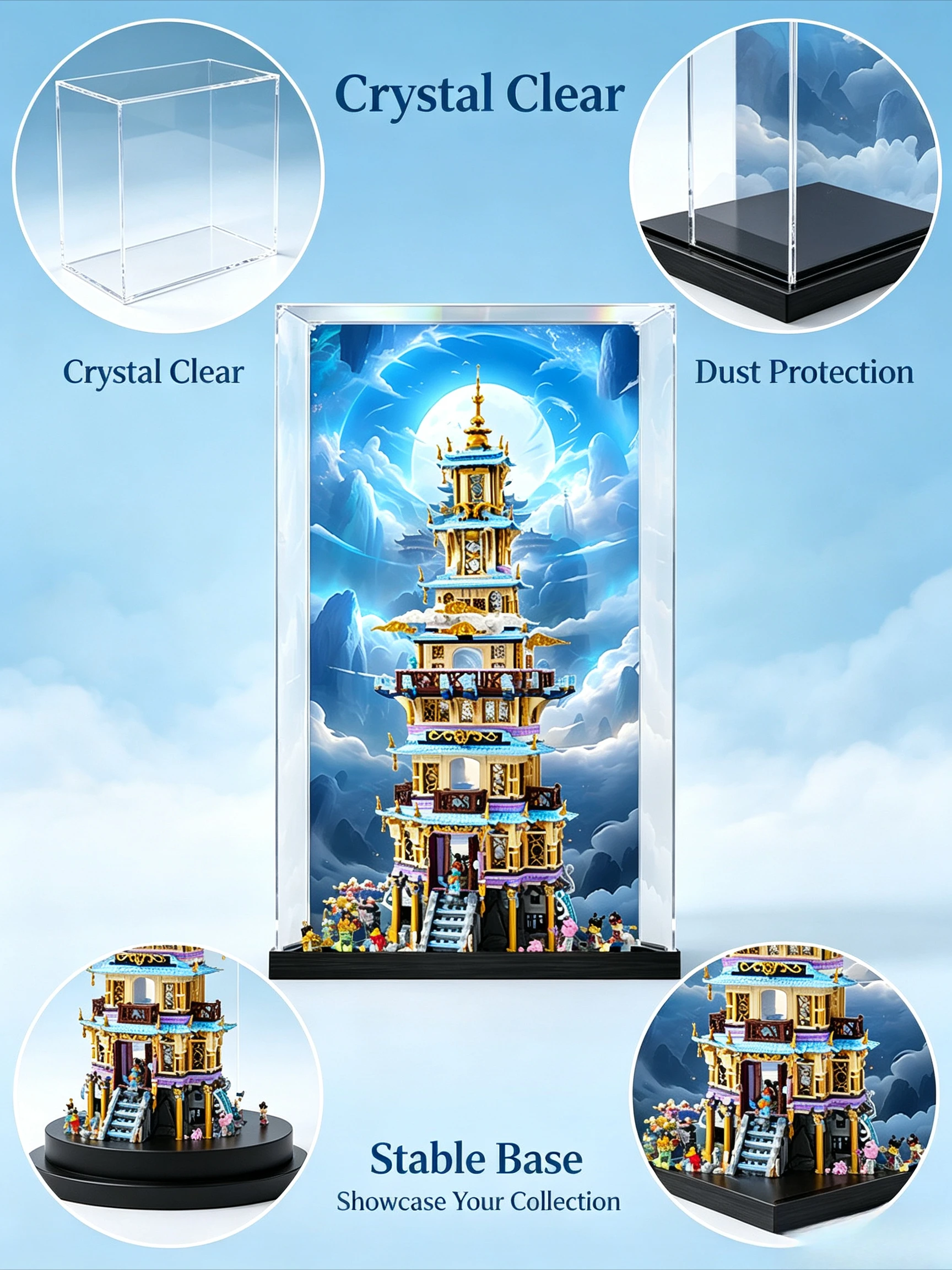 Clear Acrylic Display Box for LEGO 80058 Celestial Pagoda Dustproof Collectible Model Storage Showcase(Excluding the model)