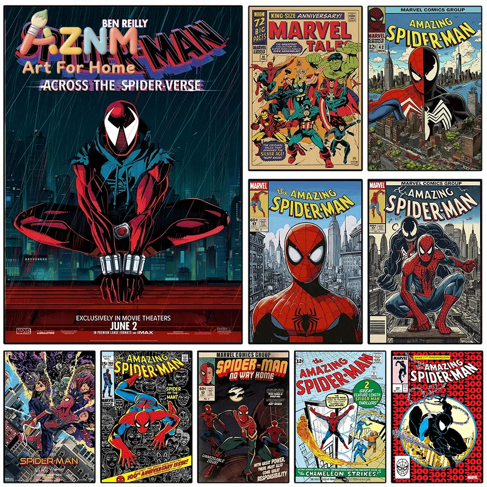 AZNM Ben Reilly Spider Man Across The Spider Verse Canvas Wall Art Unframed Print Home Wall Decor Poster Marvel Fans Bedroom D