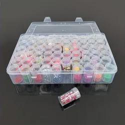 60 Grids Transparent Round Bottle Storage Box, Handicraft Mosaic Art , DIY Beads Nail Art Rhinestones Jewelry Accessories Tank