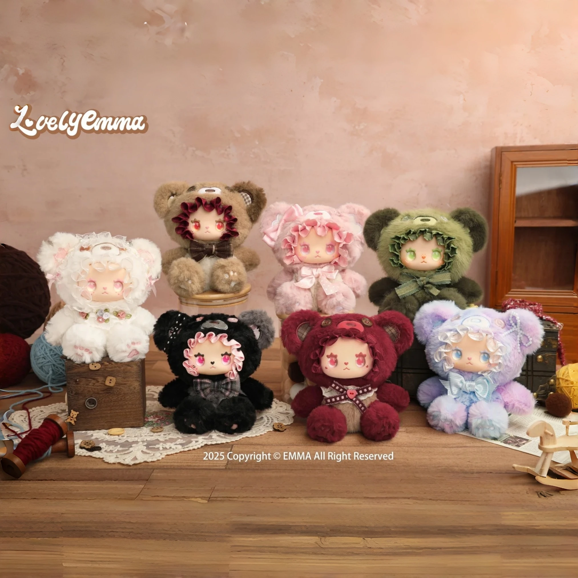 حقيقية جميلة إيما الدب التحالف سلسلة لطيف أفخم صندوق أعمى الفينيل الوجه دمية نموذج تزيين مُثبت لعبة صندوق غامض هدية