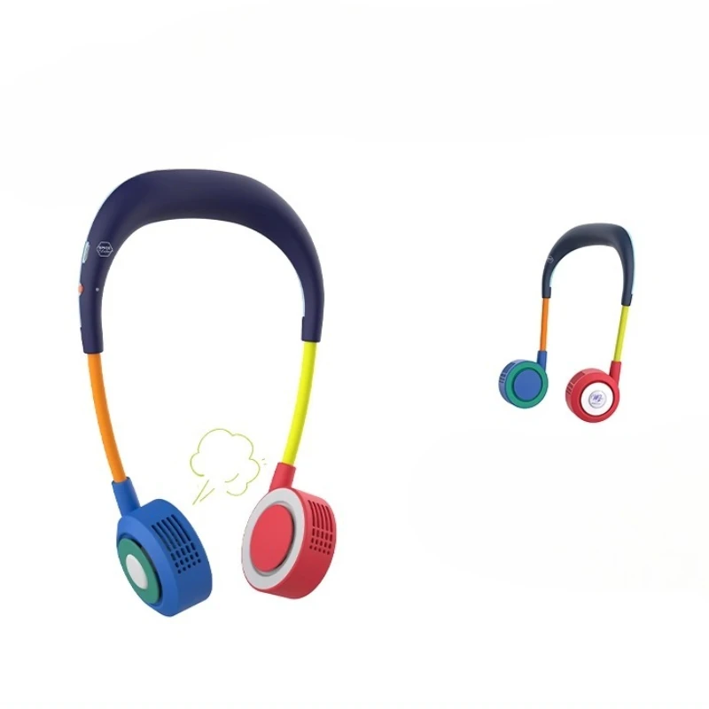 ‌Kids Safe Bladeless Neck Fan Silent Turbine USB Rechargeable Mini Portable Cooler for Girls' Birthday Gifts Outdoor Activities