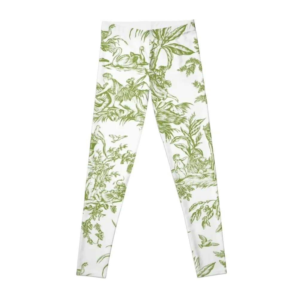 

Toile de jouy Green Leggings gym's clothing Legging sport Womens Leggings