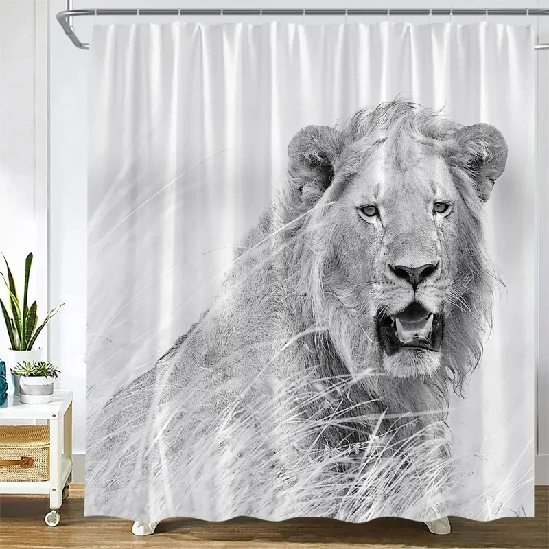 Cabin Farm Cow Shower Curtains Horse Lion Donkey Chicken Funny Animals Sunflower Flowers Bath Curtain Fabric Bathroom Decor Sets