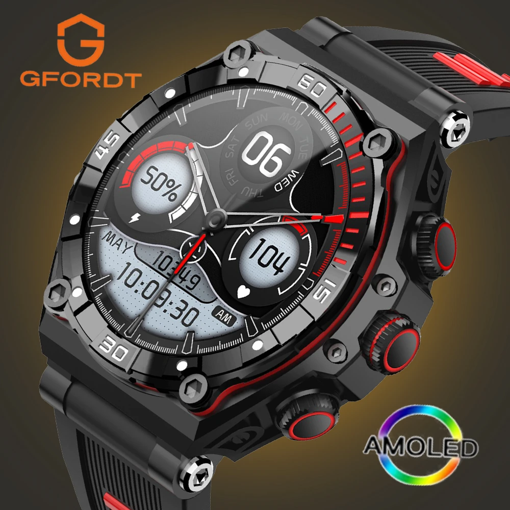 

GFORDT Bluetooth Call Smart Watch Men 1.43 Inch AMOLED HD Screen Health Watches 700 mAH Big Battery Outdoor Sport Smartwatch