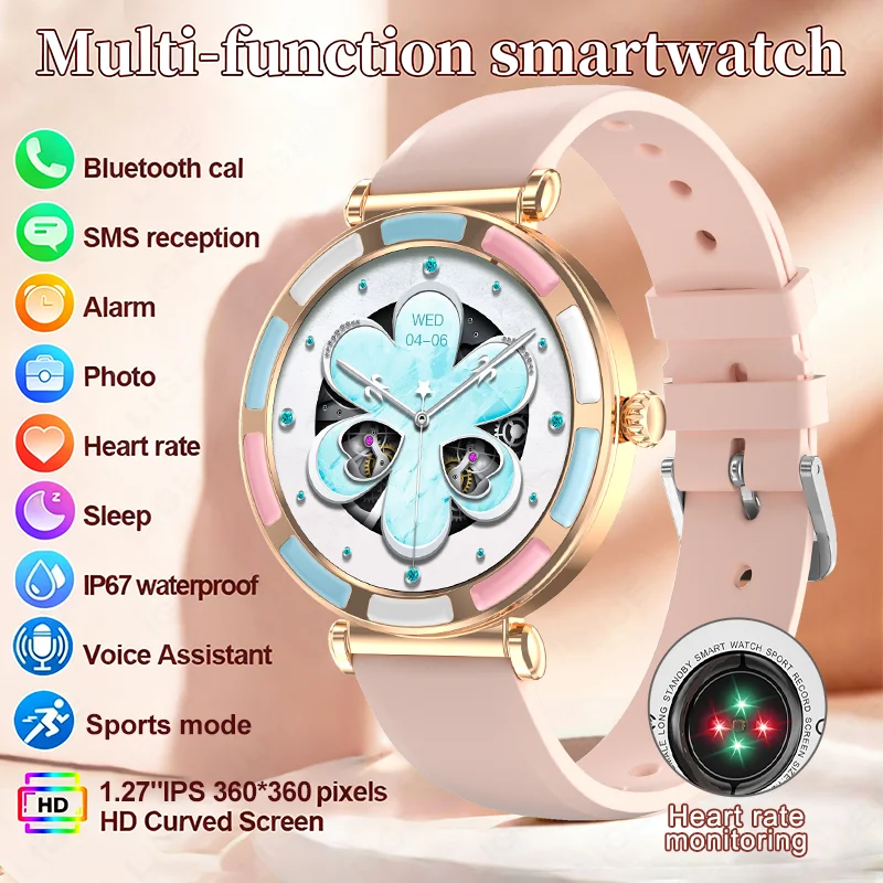 

LIGE Fashion Smartwatch Women 1.27"HD Screen Bracelet Ladies Heart Rate Sports Waterproof Bluetooth Call Music Woman Smart Watch