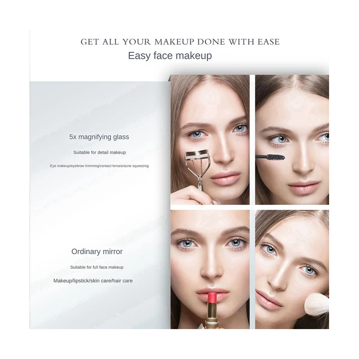 Мини-зеркало для макияжа светодиодный 5X, увеличительное карманное двустороннее дорожное удобное косметическое зеркало для туалетного столика, зеленое