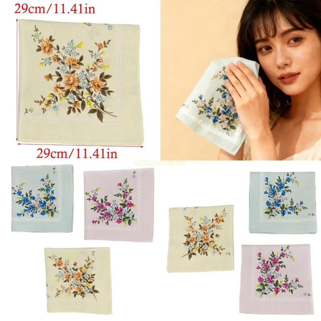 

31BF Носовой платок с цветочным принтом, удобный хлопковый платок на весь день, дизайнерский нагрудный платок с прямыми краями